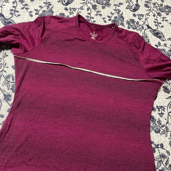 Seg’ments segments 100% merino wool top tee long sleeves magenta print L large - Picture 6 of 6